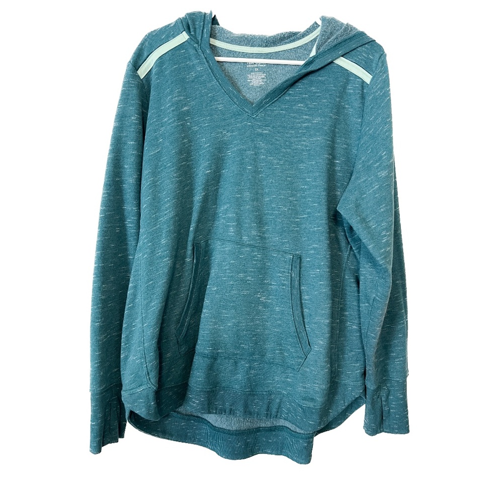 **3/$25** Tek Gear UltraSoft Fleece Pullover Hoodie, Teal - 1X
